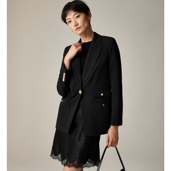 J. Crew Jackets & Blazers - J.Crew Vivienne Blazer Italian Bi Stretch Wool Blend Black Classic $348 US 0 NWT